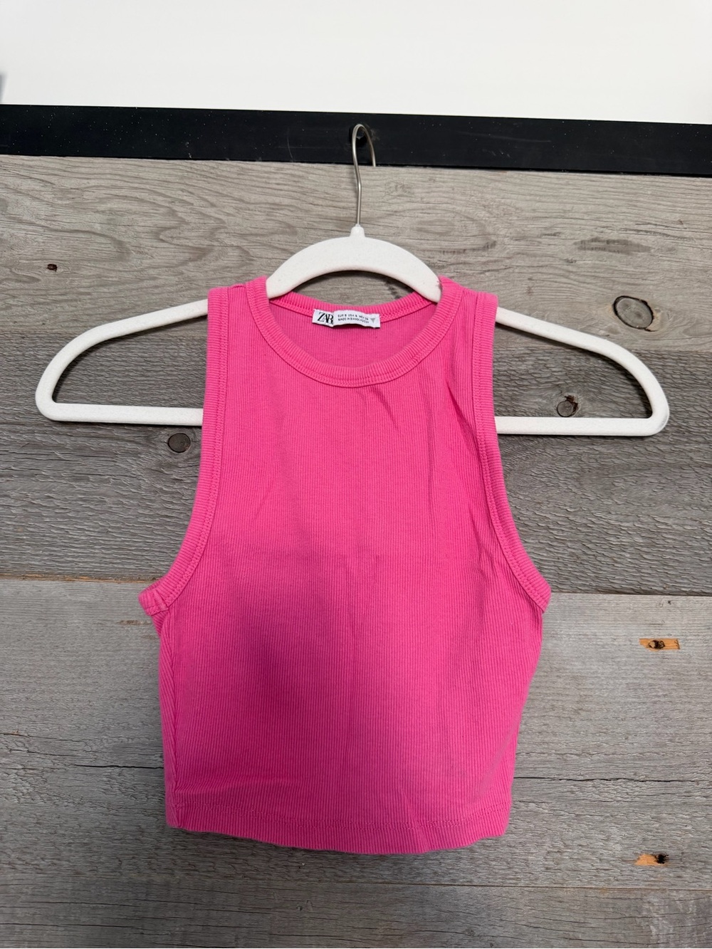 Zara Hot Pink Ribbed Cropped Tank